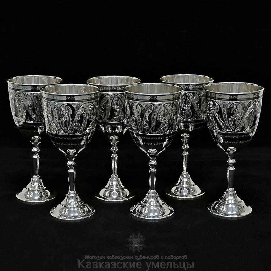 картинка Набор из шести серебряных бокалов "Ландыш" от магазина Кавказские умельцы