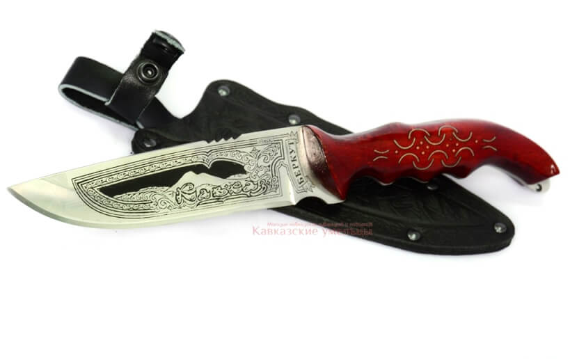 Кизлярский нож Беркут туристический (насечка металлом по дереву)