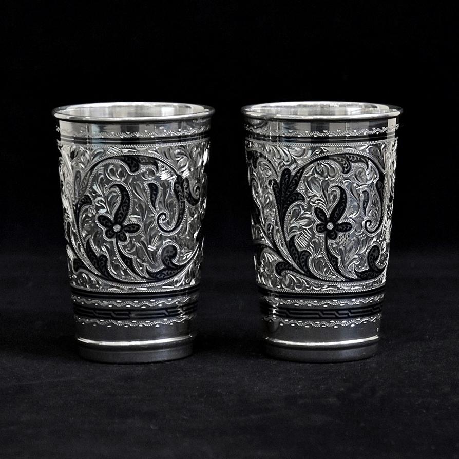 Серебряные кубачинские стаканы "Гармония" ручной работы