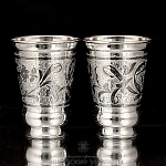 Набор из двух серебряных стаканов "Росток" ручной работы