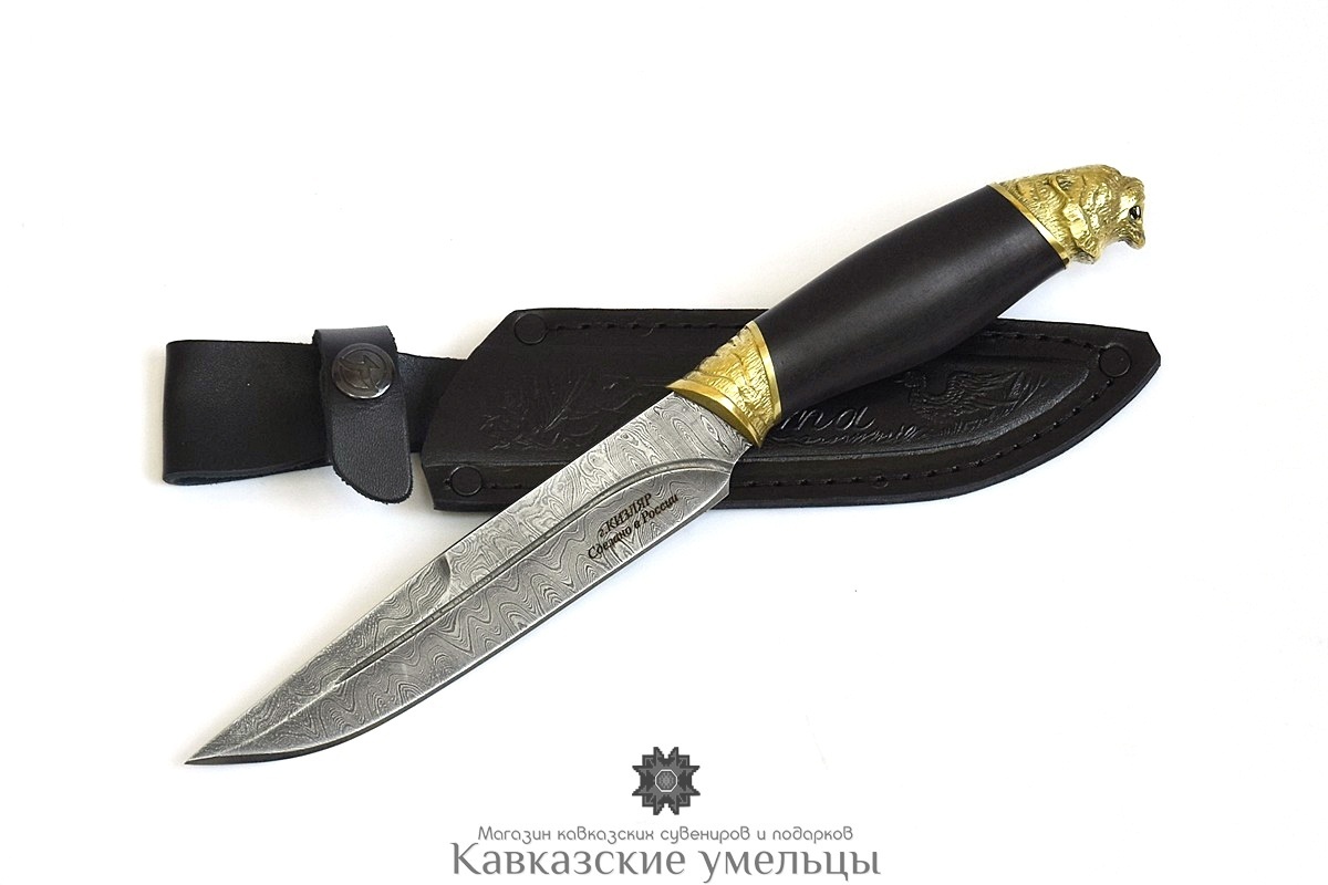 картинка Кизлярский нож из дамасской стали Охота с гардами ручной работы от магазина Кавказские умельцы