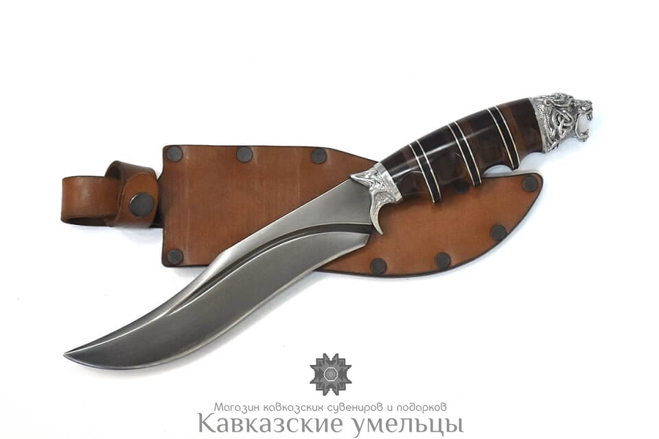 картинка Авторский кизлярский нож "Медведь" из рессорной стали с гардами ручной работы. от магазина Кавказские умельцы