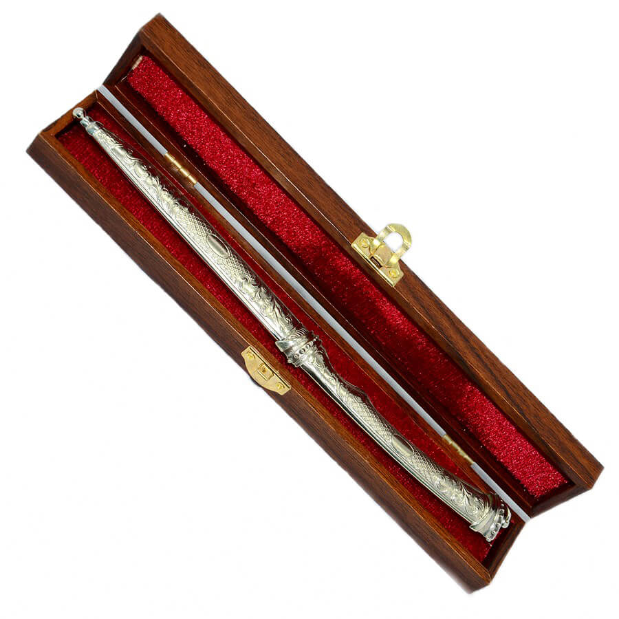 Кизлярский миниатюрный нож Юнкер в подарочном футляре №2 (мельхиор, каленая сталь)