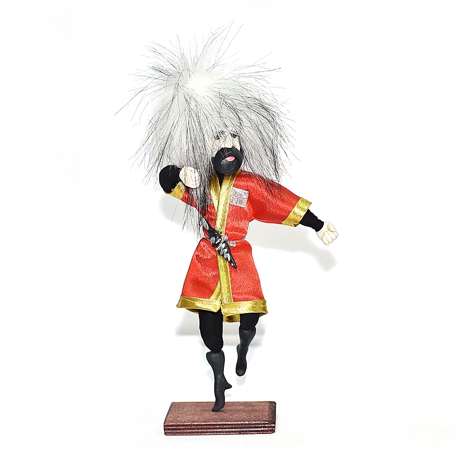 Сувенирная кукла Джигит в танце (21 см, красная черкеска)