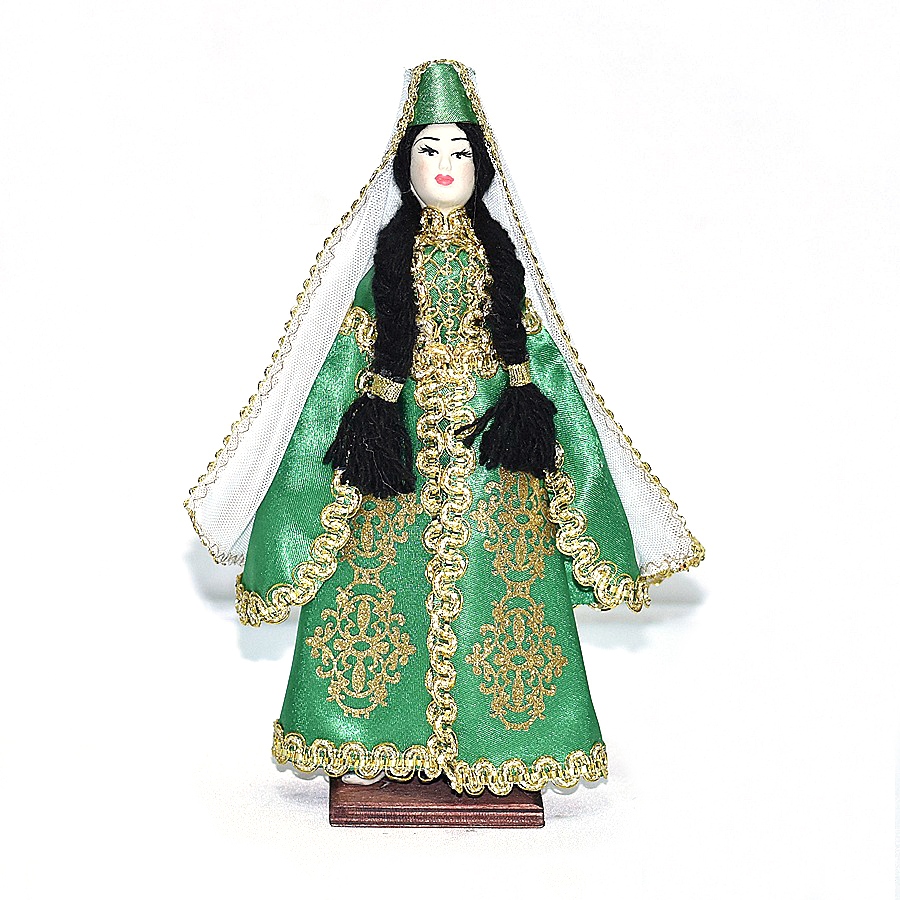 картинка Кукла Горянка в кавказском национальном платье зеленого цвета (25 см) от магазина Кавказские умельцы