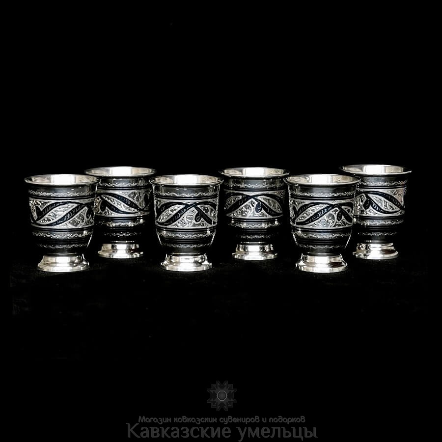 картинка Стопки серебряные "Волна" (6 штук) от магазина Кавказские умельцы