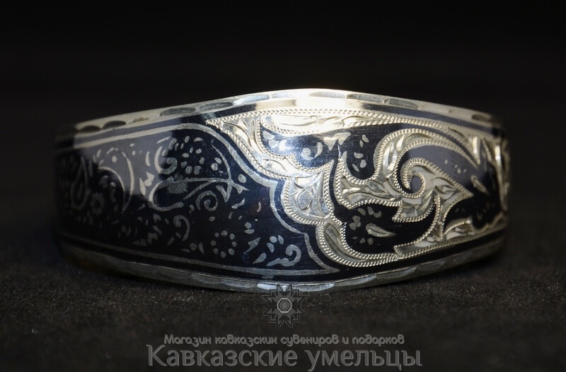 картинка Серебряный Кубачинский браслет широкий №8 от магазина Кавказские умельцы