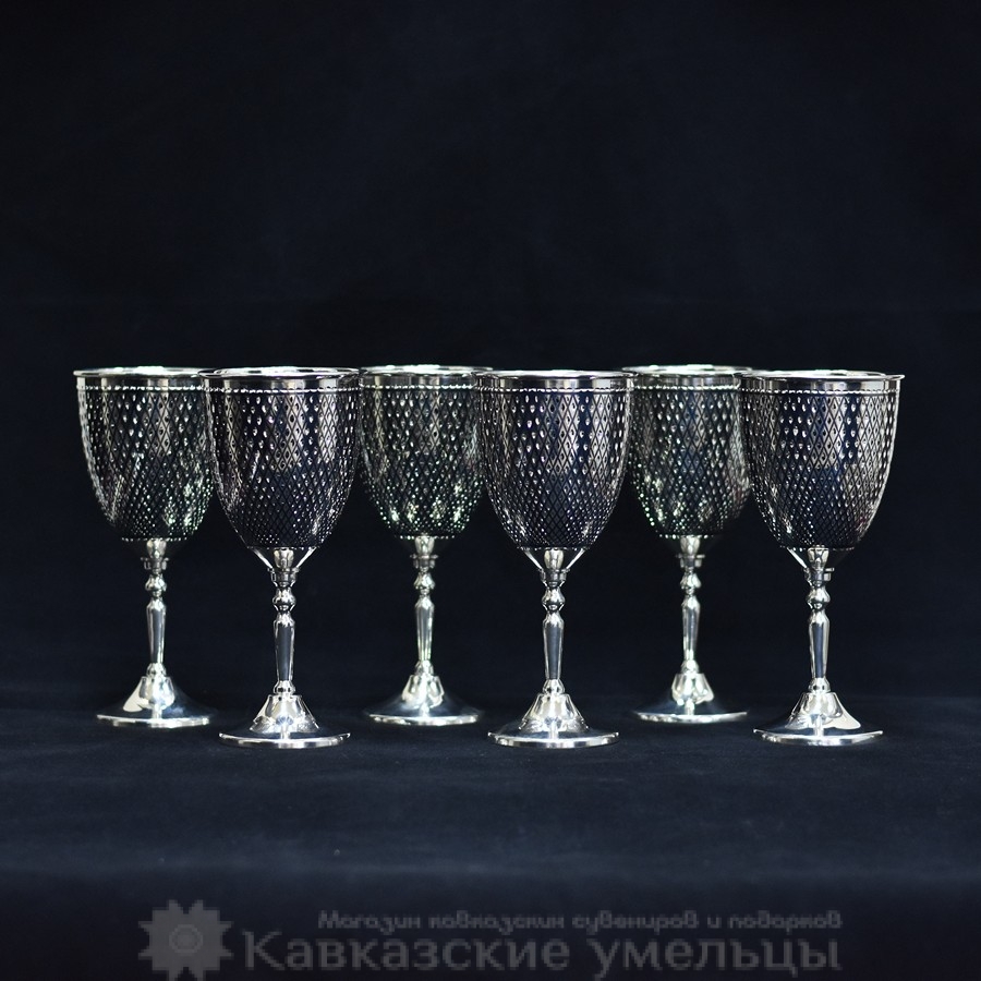 картинка Набор из шести серебряных бокалов "Линия" от магазина Кавказские умельцы