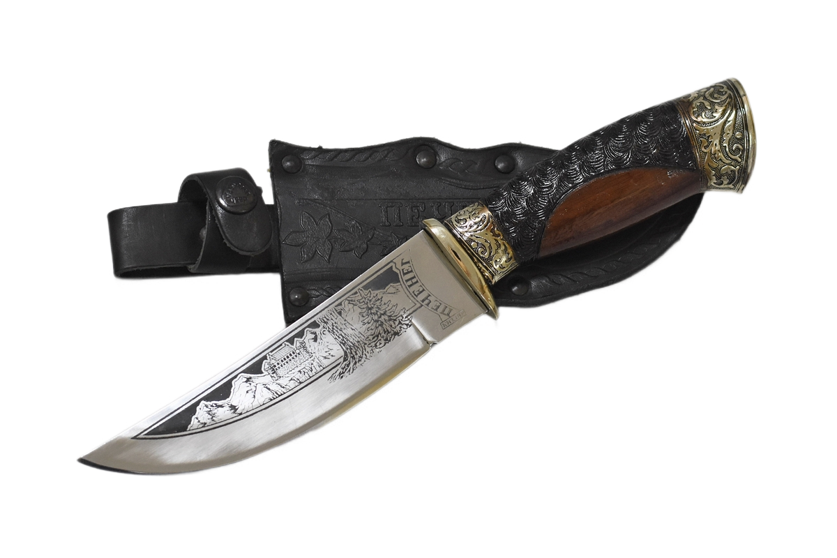 Кизлярский нож Печенег (Сталь - 65Х13, орех, гарды - мельхиор)