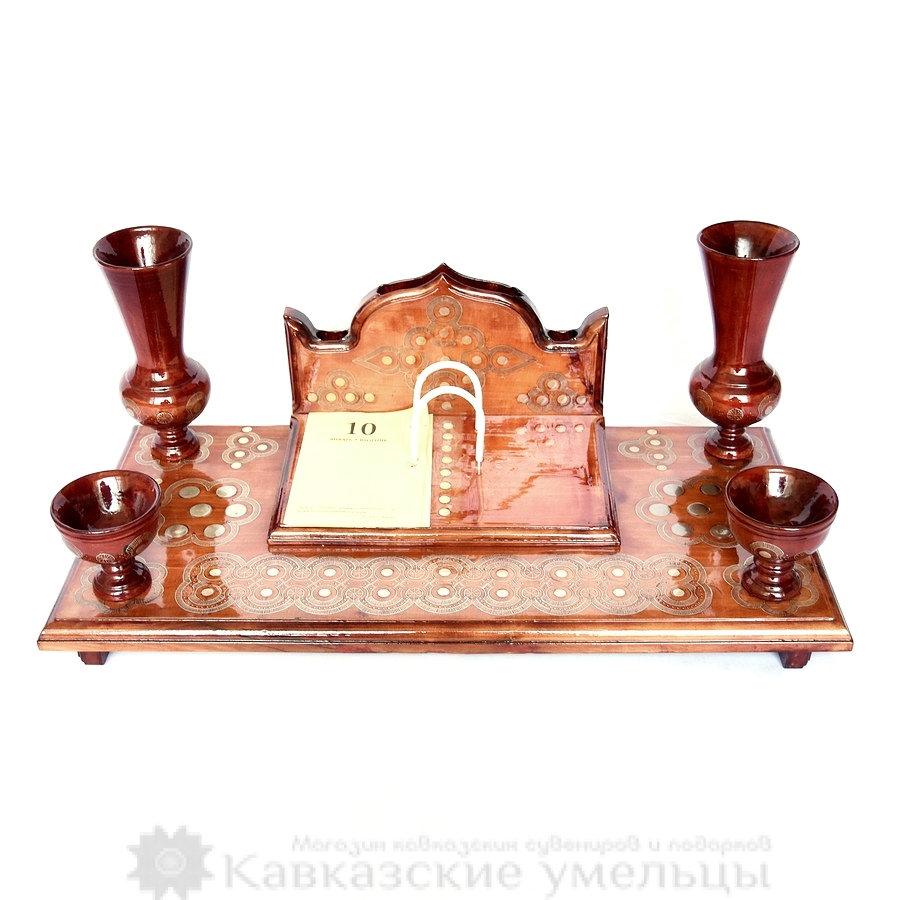 картинка Письменный набор из кизилового дерева с унцукульской насечкой №2 от магазина Кавказские умельцы