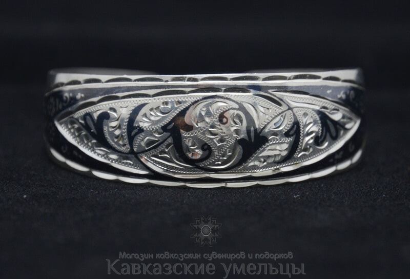 картинка Серебряный Кубачинский браслет широкий №4 от магазина Кавказские умельцы