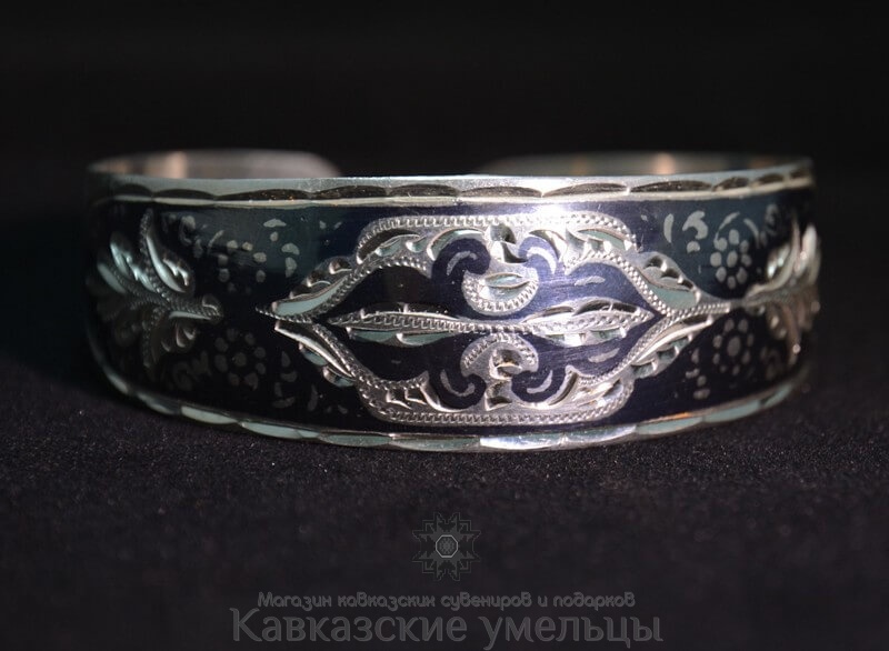 картинка Серебряный Кубачинский браслет широкий №1 от магазина Кавказские умельцы