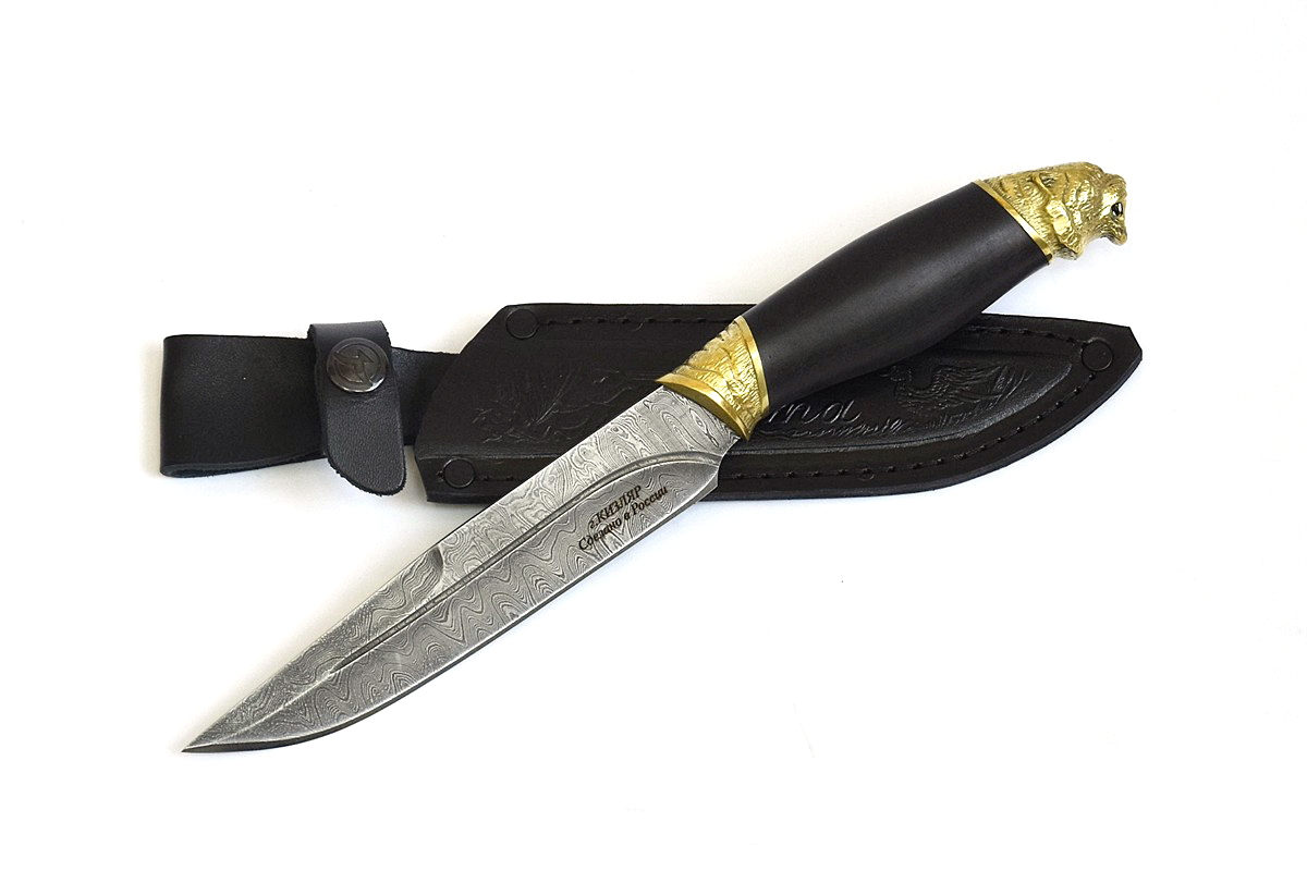 Кизлярский нож из дамасской стали Охота с гардами ручной работы