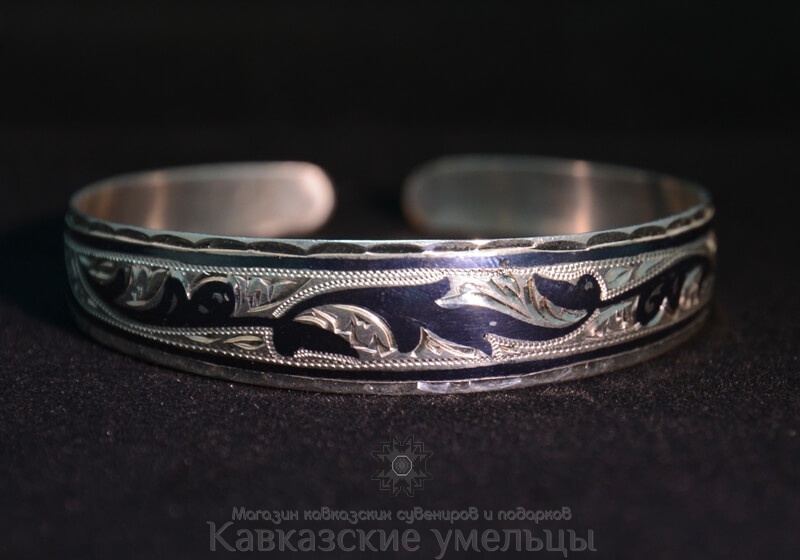 картинка Серебряный Кубачинский браслет тонкий №1 от магазина Кавказские умельцы