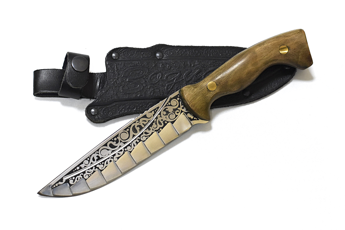 Кизлярский нож Варан-Грань  (Сталь - 65Х13, орех, гарды - мельхиор)