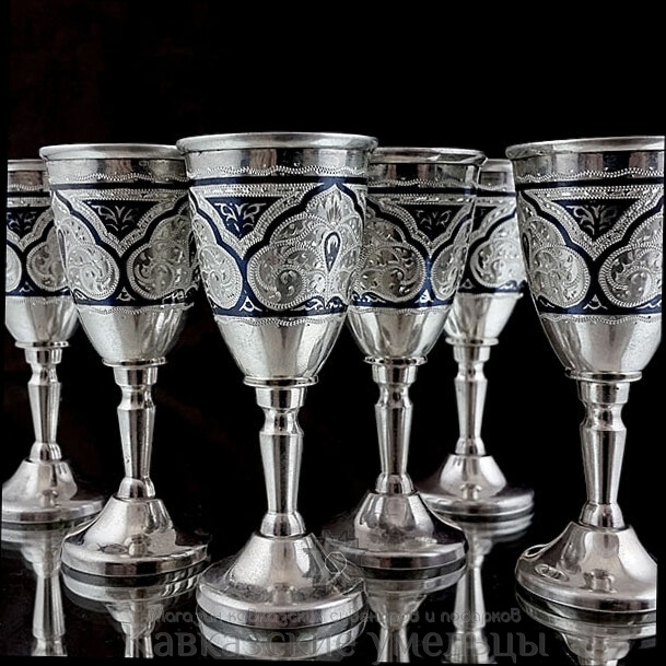 картинка Набор из шести серебряных рюмок "Тюльпан" ручной работы от магазина Кавказские умельцы