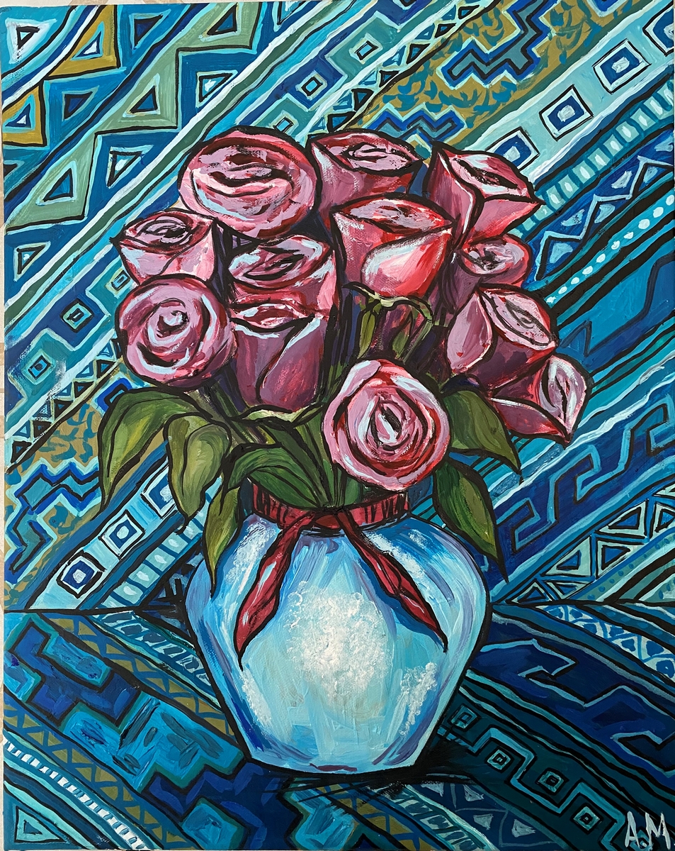 Картина Букет роз (холст на подрамнике, масло 40/50см)