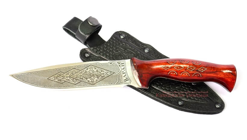 Кизлярский нож Варан туристический (насечка металлом по дереву)