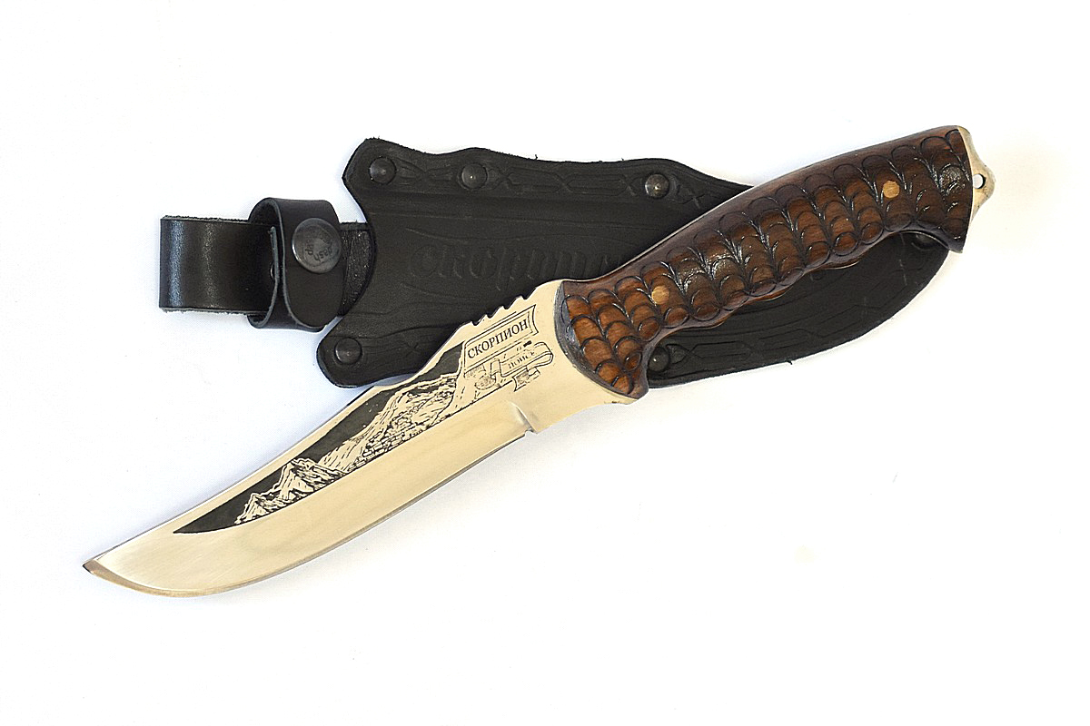 картинка Кизлярский нож Скорпион (Сталь - 65Х13, Рукоять - жженый орех) от магазина Кавказские умельцы