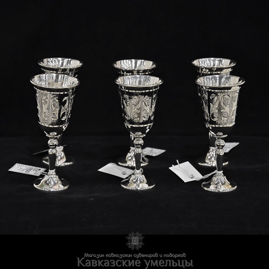 картинка Набор из шести серебряных рюмок ручной работы №2 от магазина Кавказские умельцы