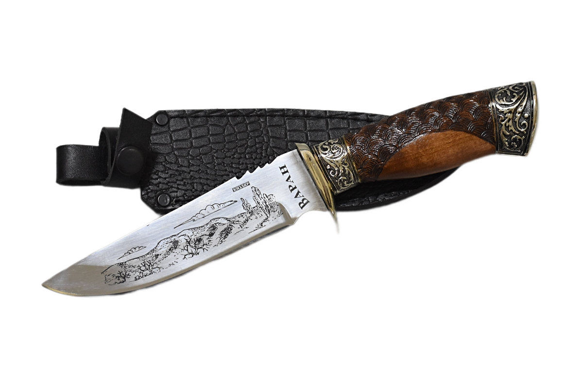 Кизлярский нож Варан (Сталь - 65Х13, орех, гарды - мельхиор)