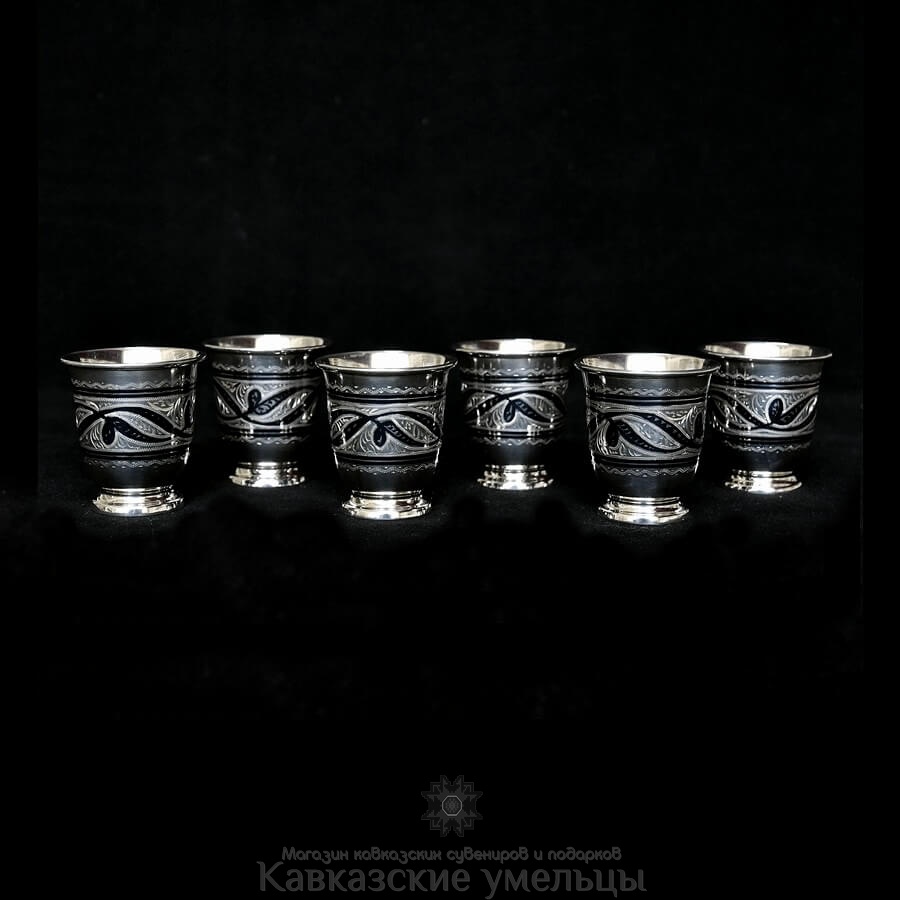 картинка Стопки серебряные "Идилия" (6 штук) от магазина Кавказские умельцы