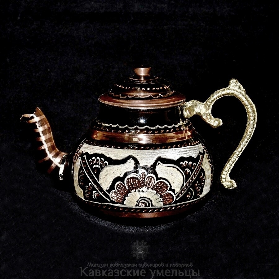картинка Медный чайник с цветной эмалью от магазина Кавказские умельцы