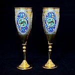 Позолоченные серебряные бокалы с уникальной цветной эмалью
