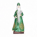 Сувенирная кукла Горянка в кавказском национальном платье зеленого цвета (20 см)
