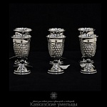 Набор из шести серебряных рюмок "Виноград" ручной работы